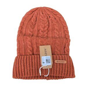 Merino Wool Slouchy Beanie Hat – Rusty Orange , Warm & Stylish Winter Knit